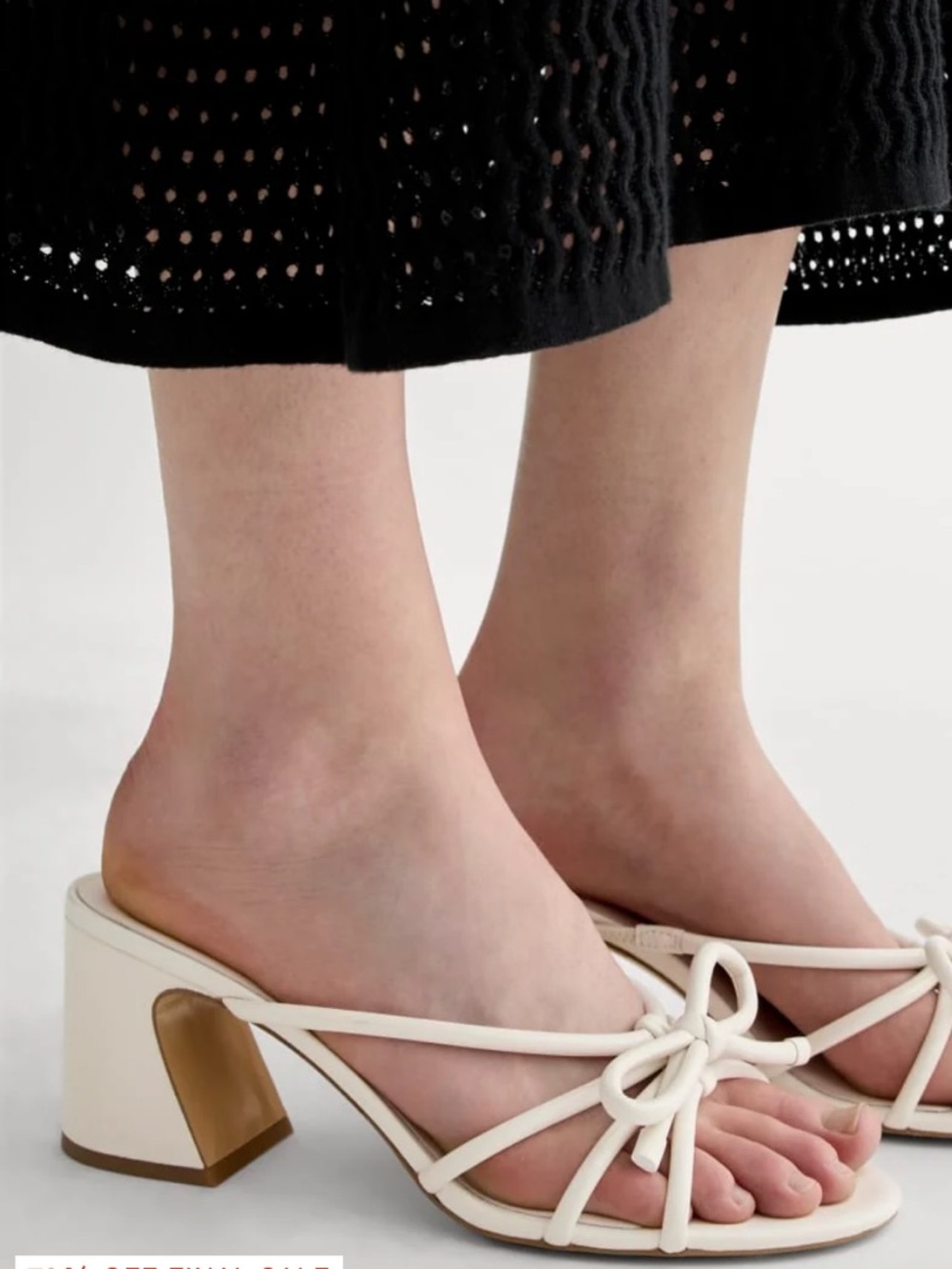NWT Everlane The Bow Heel Cream Knotted Strap Block-Heel Sandals